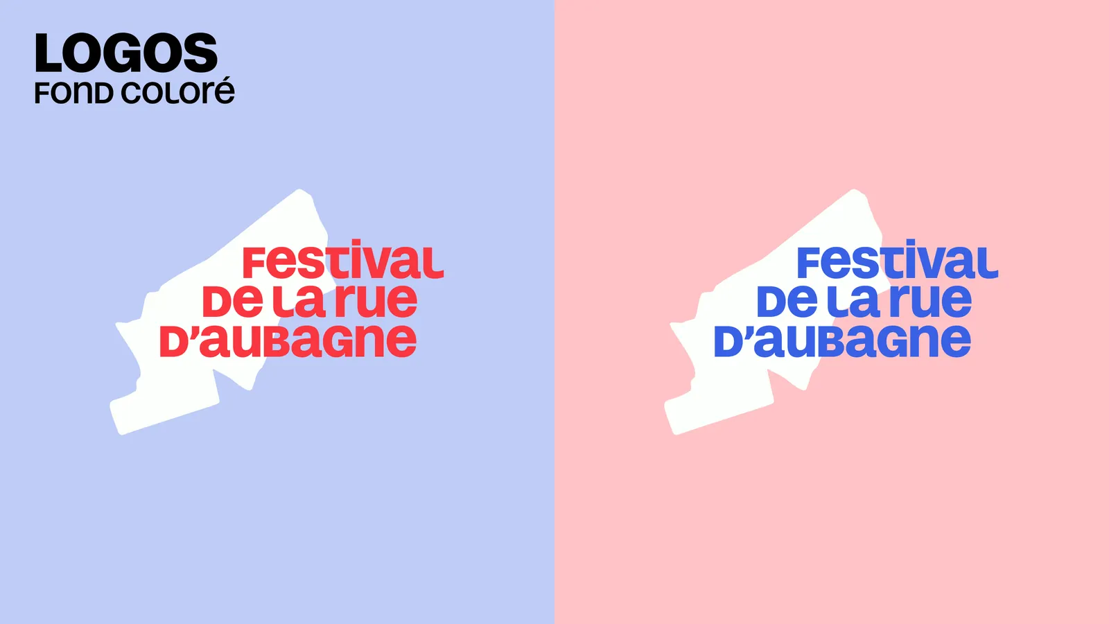 Page de la charte : le logo sur fond bleu clair et sur fond rose clair